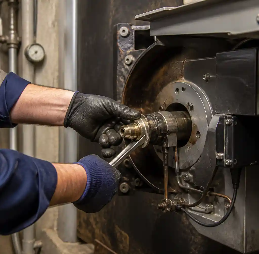 7-technician-replacing-oil-burner-nozzle-during-service
