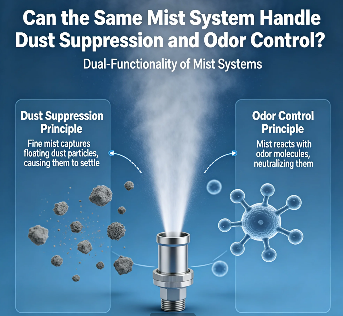 Can the same mist system handle both dust suppression and odor control