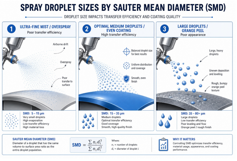 Diagram comparing Sauter Mean Diameter drop sizes