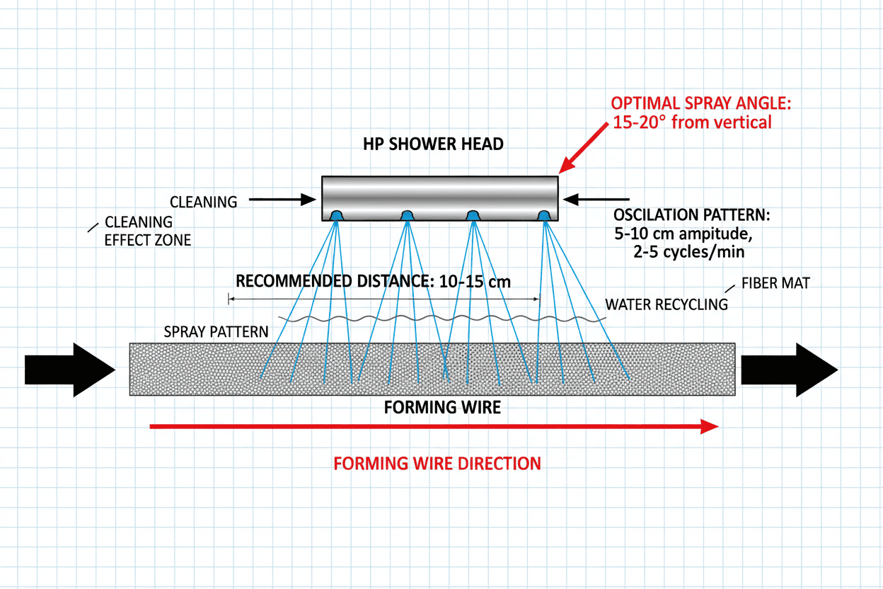 HP shower position vs forming wire
