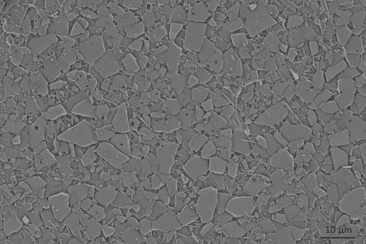 Microstructure of Reaction Bonded Silicon Carbide showing pore-free surface