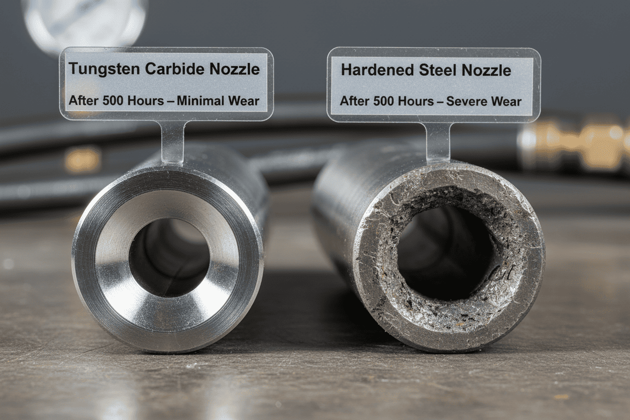 Tungsten Carbide vs Hardened Steel Nozzle Wear Comparison