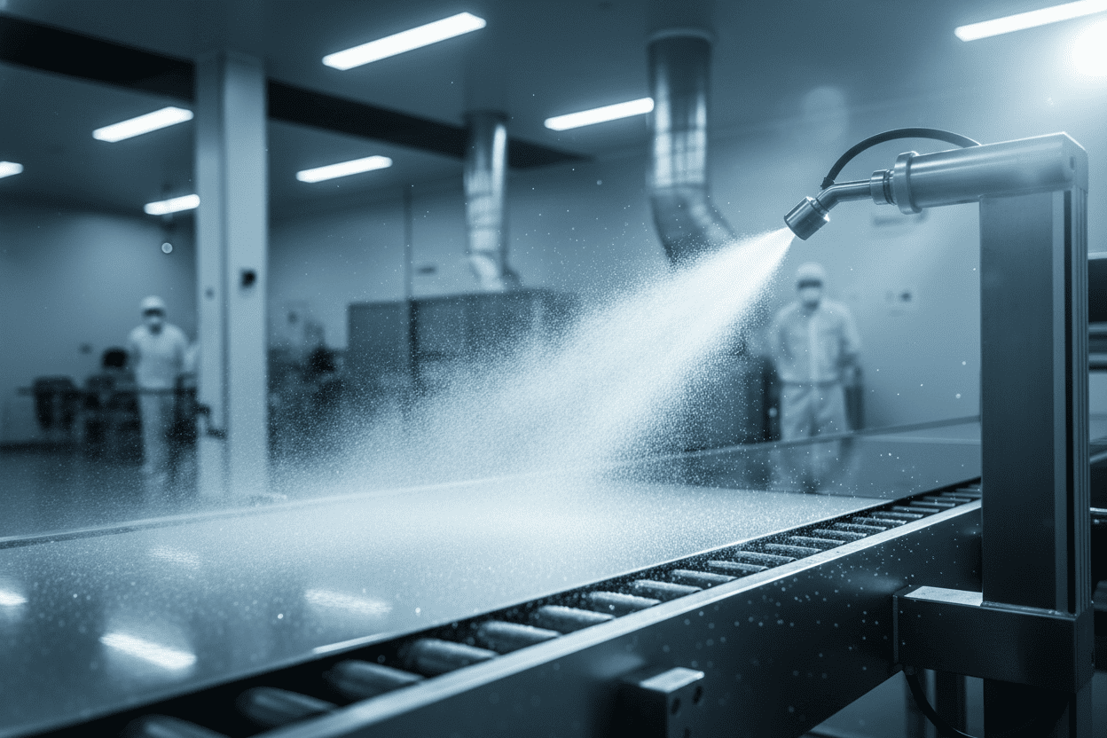 Wet end high impact vs dry end fine atomization nozzles