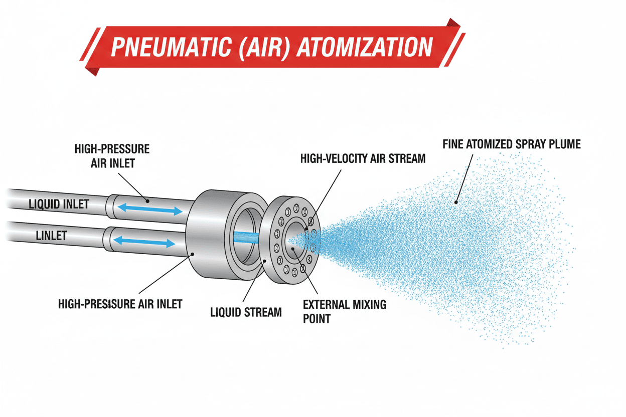 pressure atomization versus pneumatic (air) atomization